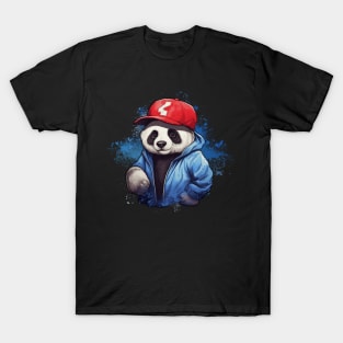 Cute panda wearing baseball cap T-Shirt